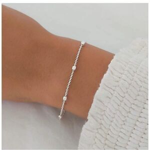 Sterling silver dainty square satellite chain brac